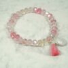 Biba Armband Crystal Perlen 6mm Rose Klar Damen Armband Troddel Anhänger Silber