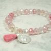 Biba Armband Crystal Perlen 6mm Rose Klar Damen Armband Troddel Anhänger Silber