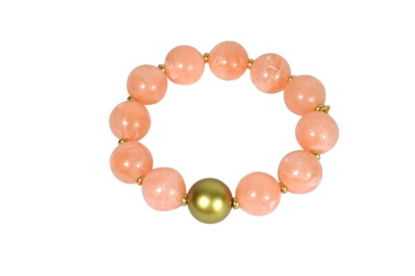 Biba Armband Resin Perlen Rosa Damen Armband Anhänger Gold 18mm