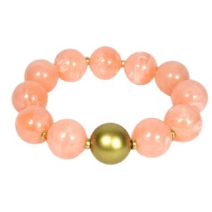 Biba Armband Resin Perlen Rosa Damen Armband Anhänger Gold 18mm