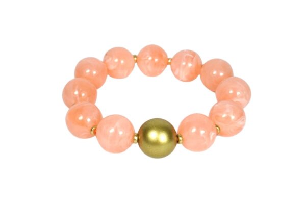 Biba Armband Resin Perlen Rosa Damen Armband Anhänger Gold 18mm