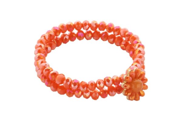 Biba Armband Crystal Perlen Orange Full Blum Damen Armband Anhänger Gold 18cm