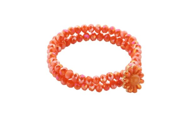 Biba Armband Crystal Perlen Orange Full Blum Damen Armband Anhänger Gold 18cm