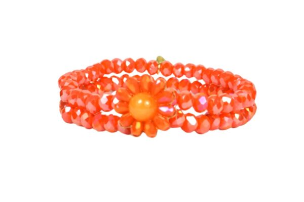 Biba Armband Crystal Perlen Orange Full Blum Damen Armband Anhänger Gold 18cm