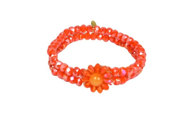 Biba Armband Crystal Perlen Orange Full Blum Damen Armband Anhänger Gold 18cm