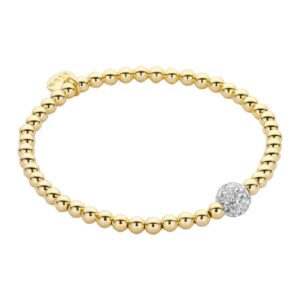 Biba Armband Crystal Perlen Gold Glanz Damen Armband Biba Anhänger Gold Perle Silber