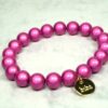 Biba Armband Polymer Perlen 8mm Damen Armband Pink Gold Anhänger
