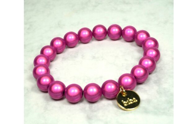 Biba Armband Polymer Perlen 8mm Damen Armband Pink Gold Anhänger