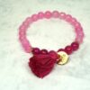 Biba Armband Natur Stein Perlen Rosa Pink Damen Armband Troddel Anhänger Gold