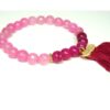 Biba Armband Natur Stein Perlen Rosa Pink Damen Armband Troddel Anhänger Gold