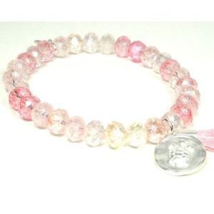 Biba Armband Crystal Perlen 6mm Rose Klar Damen Armband Troddel Anhänger Silber