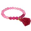 Biba Armband Natur Stein Perlen Rosa Pink Damen Armband Troddel Anhänger Gold