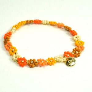 Biba Armband Flower Perlen Orange Damen Armband Anhänger Gold