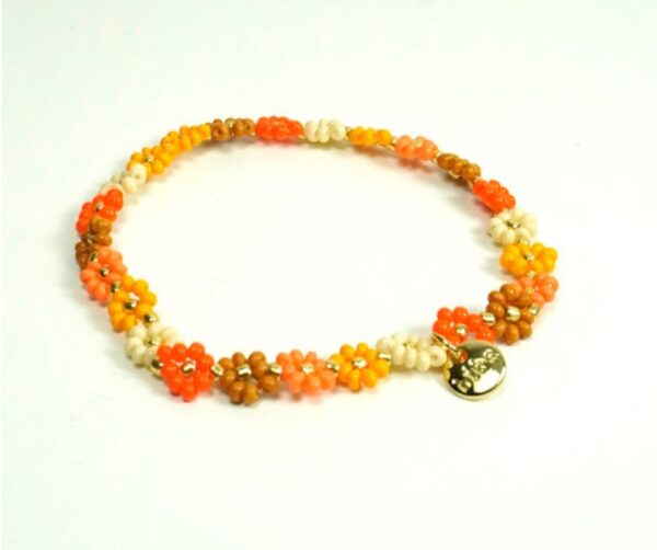 Biba Armband Flower Perlen Orange Damen Armband Anhänger Gold