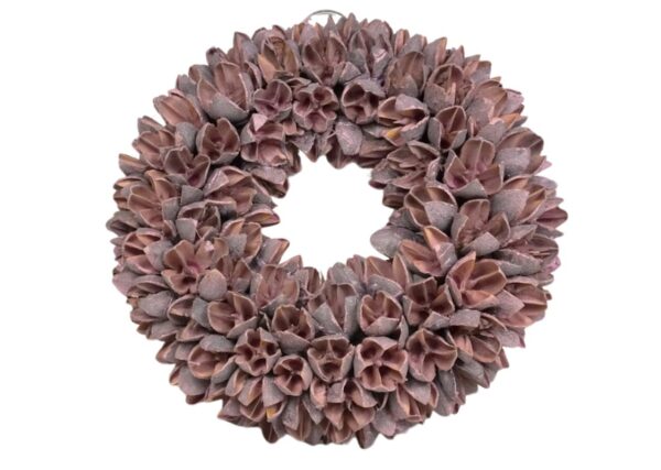 Couronne Dekokranz Wandkranz Naturkranz Handarbeit Bakuli Wreath Mauve 20cm ∅