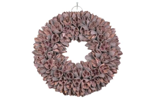 Couronne Dekokranz Wandkranz Naturkranz Handarbeit Bakuli Wreath Mauve 20cm ∅