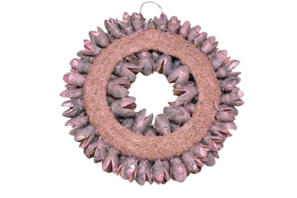 Couronne Dekokranz Wandkranz Naturkranz Handarbeit Bakuli Wreath Mauve 20cm ∅