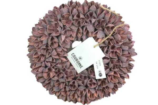 Couronne Dekokranz Wandkranz Naturkranz Handarbeit Bakuli Wreath Mauve 20cm ∅