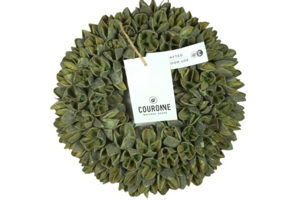 Couronne Dekokranz Wandkranz Naturkranz Handarbeit Bakuli Wreath Laurel Green 20cm ∅