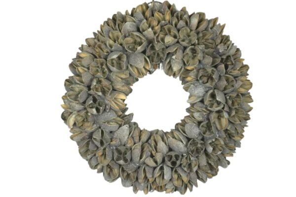 Couronne Dekokranz Wandkranz Naturkranz Handarbeit Bakuli Wreath Grey Wash 20cm ∅