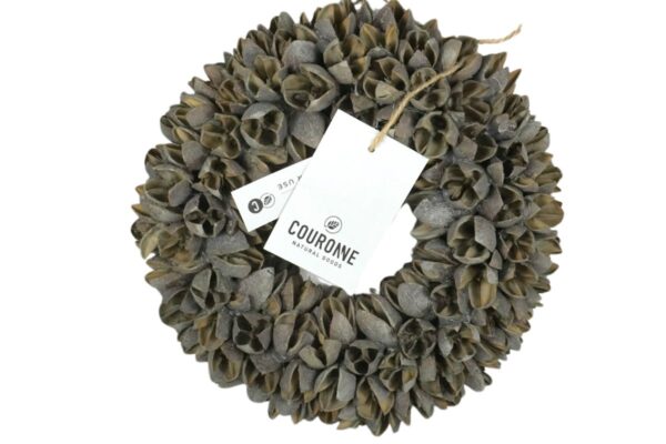 Couronne Dekokranz Wandkranz Naturkranz Handarbeit Bakuli Wreath Grey Wash 20cm ∅