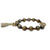 Damen Armband Holz Braun Beige Peace Troddel Perlen Modeschmuck Armband
