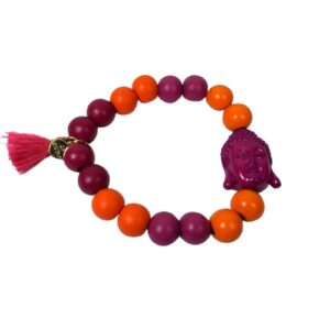 Damen Armband Orange Weinrot Buddha Troddel Perlen Modeschmuck Armband