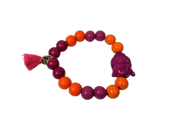 Damen Armband Orange Weinrot Buddha Troddel Perlen Modeschmuck Armband