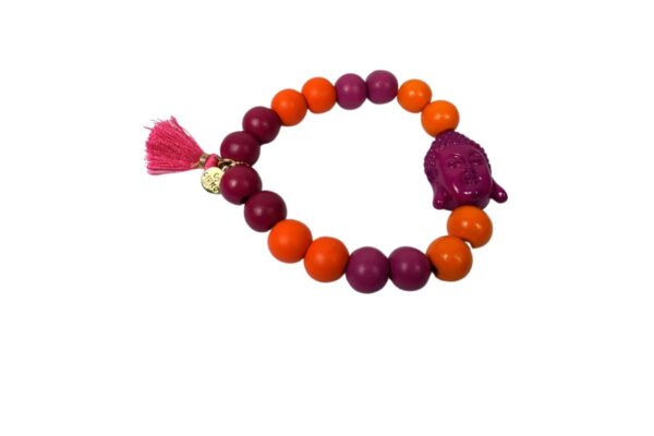 Damen Armband Orange Weinrot Buddha Troddel Perlen Modeschmuck Armband