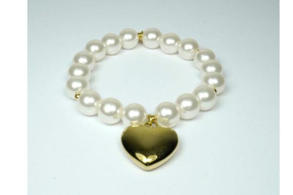 Damen Armband Heart Pearl Gold Perlen Modeschmuck Armband