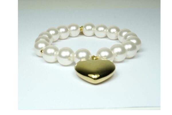 Damen Armband Heart Pearl Gold Perlen Modeschmuck Armband