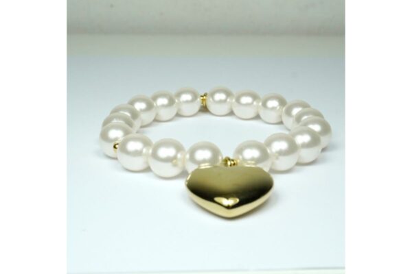 Damen Armband Heart Pearl Gold Perlen Modeschmuck Armband