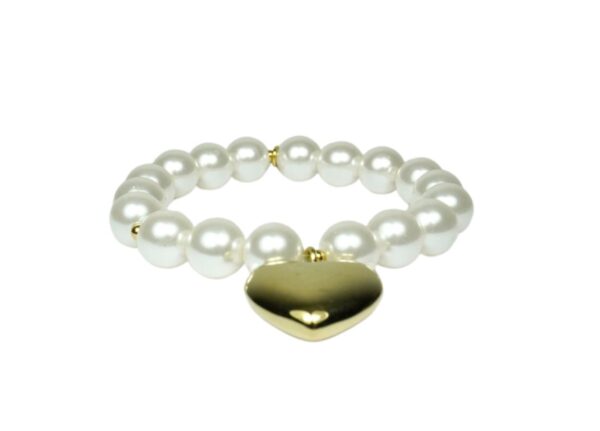 Damen Armband Heart Pearl Gold Perlen Modeschmuck Armband