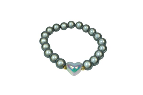 Damen Armband Magic Beads Herz Grau Perlen Modeschmuck Armband