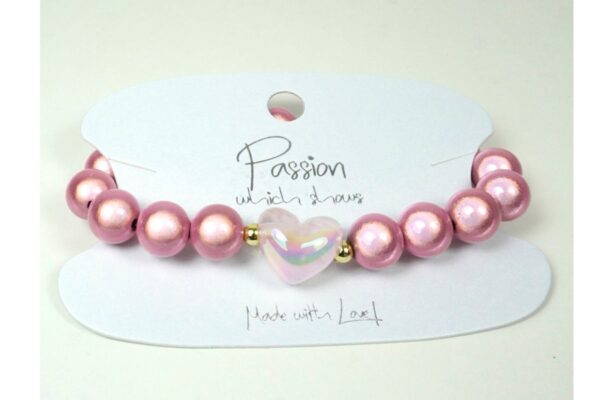 Damen Armband Magic Beads Herz Rosa Perlen Modeschmuck Armband