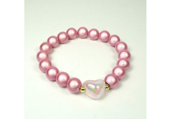 Damen Armband Magic Beads Herz Rosa Perlen Modeschmuck Armband