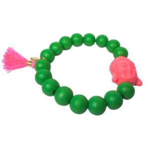 Damen Armband Grün Pink Buddha Troddel Perlen Modeschmuck Armband