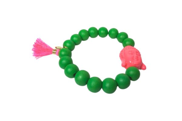 Damen Armband Grün Pink Buddha Troddel Perlen Modeschmuck Armband