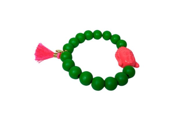 Damen Armband Grün Pink Buddha Troddel Perlen Modeschmuck Armband