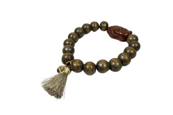 Damen Armband Holz Braun Beige Buddha Troddel Perlen Modeschmuck Armband