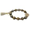Damen Armband Holz Braun Beige Peace Troddel Perlen Modeschmuck Armband