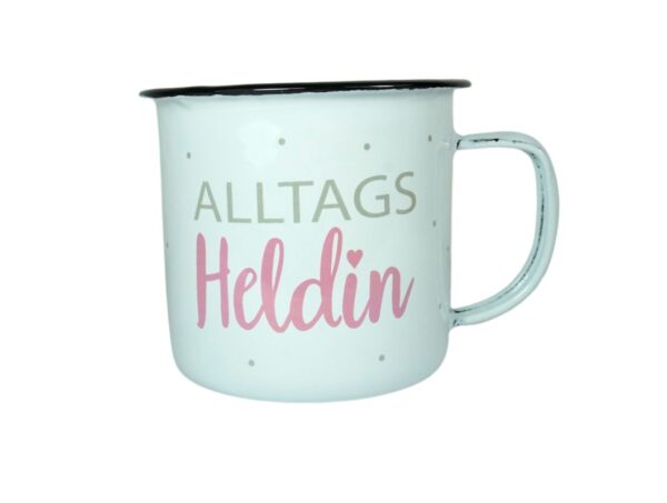 Emaille-Kaffeebecher Henkelbecher Sprüche Tasse Emaille-Tasse Alltags Heldin