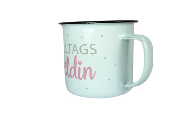 Emaille-Kaffeebecher Henkelbecher Sprüche Tasse Emaille-Tasse Alltags Heldin