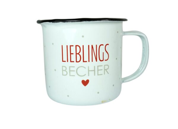 Emaille-Kaffeebecher Henkelbecher Sprüche Tasse Emaille-Tasse Lieblings Becher