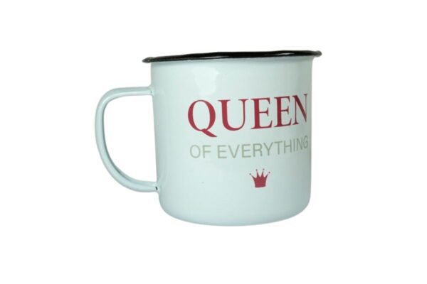 Emaille-Kaffeebecher Henkelbecher Sprüche Tasse Emaille-Tasse Queen Of Everything