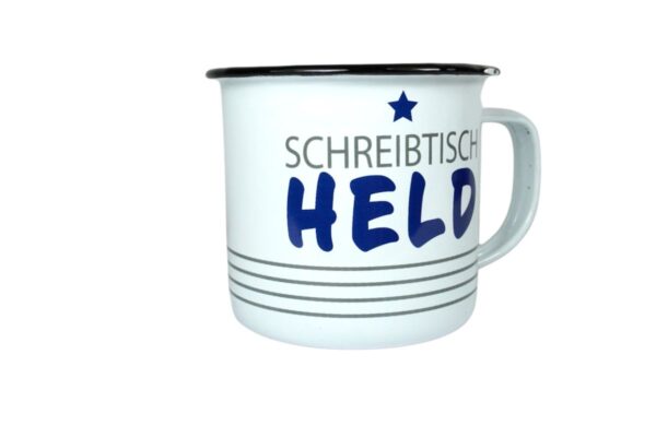 Emaille-Kaffeebecher Henkelbecher Sprüche Tasse Emaille-Tasse Schreibtisch Held