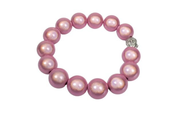 Impala Damen Armband Big Magic Buddha Kopf Polymer Perlen Rosa 14mm Ø