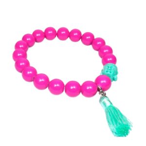 Impala Damen Armband Kenia Buddha Kopf Polymer Perlen Pink 10mm Ø