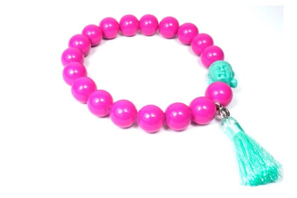 Impala Damen Armband Kenia Buddha Kopf Polymer Perlen Pink 10mm Ø