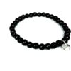 Biba Armband Glas Perlen Schwarz 5mm Ø Damen Armband Silber Anhänger